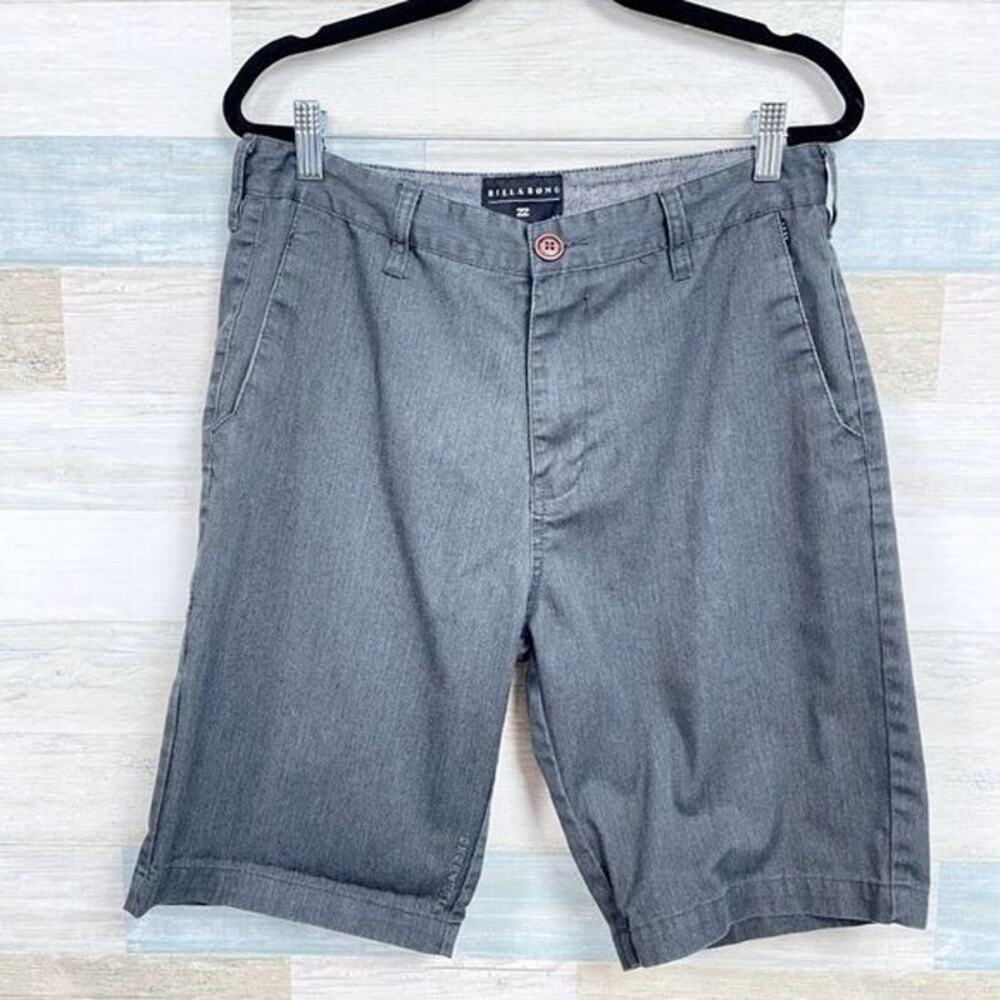 BILLABONG Flat Front Chino Pants Gray 10" Inseam Cotton Blend Casual Mens 31W